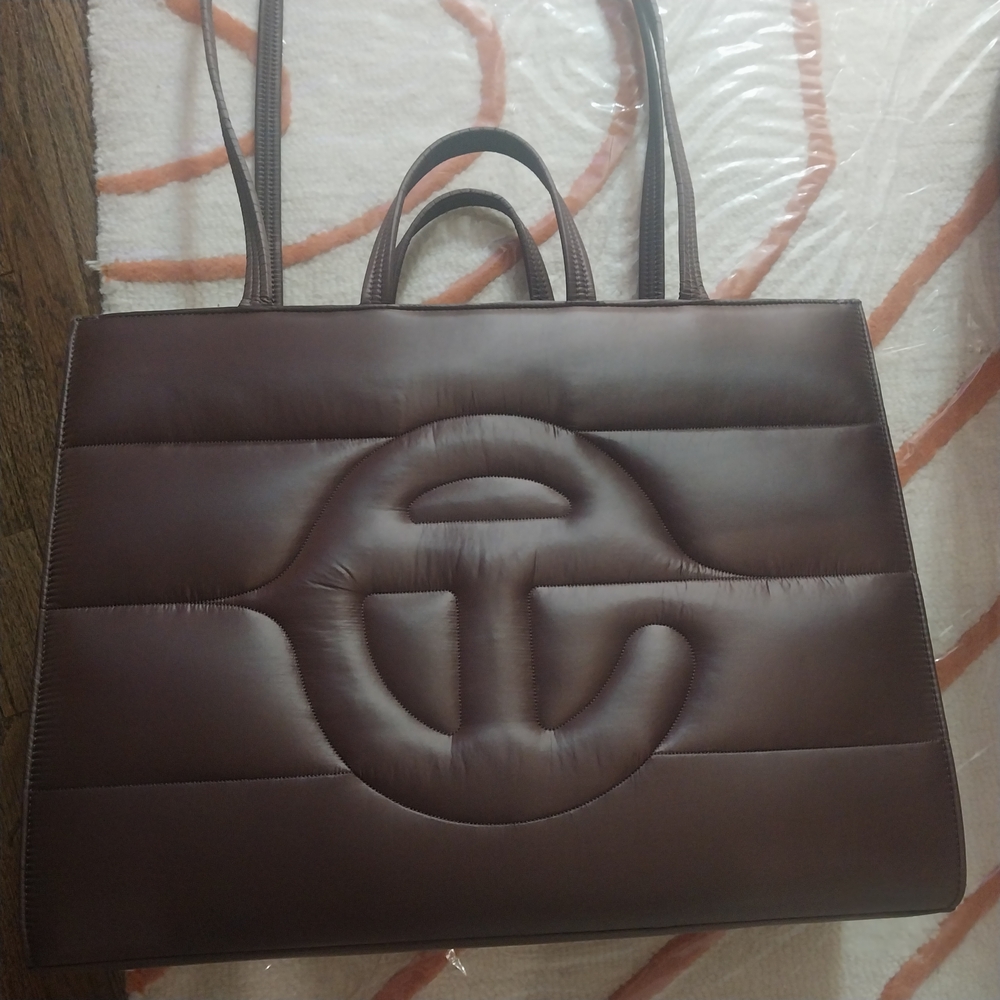 Telfar Large Brown Quilted Tote Bag